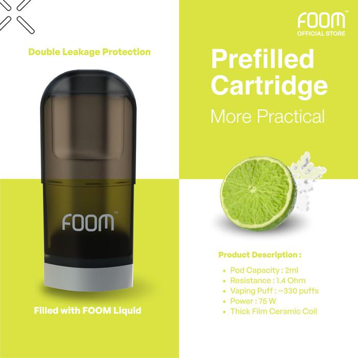 Gambar PREFILLED CARTRIDGE FOOM POD X - Disposable Cartridge - Lime Capsule dari FOOM LAB GLOBAL undefined Tokopedia