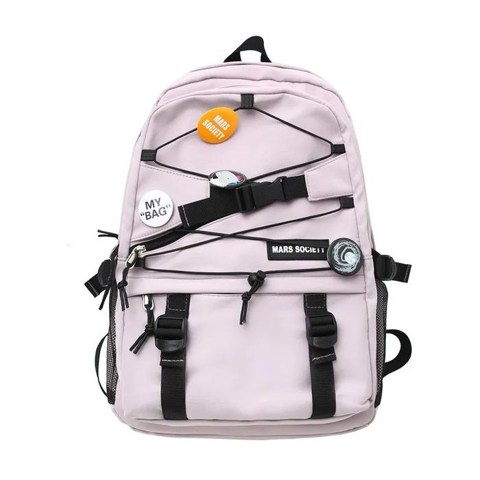 Gambar Tas Ransel Pria Wanita Tas Punggung Remaja Korea Sekolah Kuliah Kanvas - Pink dari Heylock Design undefined Tokopedia