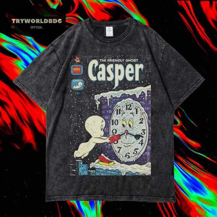 Gambar CASPER STONE WASH OVERSIZED T-SHIRT VINTAGE TEE ATASAN BAJU ANIME KAOS - 2, L dari Poisonism undefined Tokopedia
