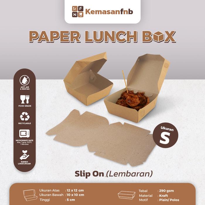 Gambar Paper Lunch Box & Paper Tray Kertas Kraft/ Ivory Ukuran S, M, L - Slip On Kraft S dari Kemasanfnb undefined Tokopedia