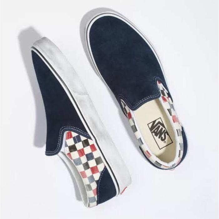 Gambar Vans Slip On Washed Black Multi Checker - Dress Blue, 43 dari Sneakers'Addict undefined Tokopedia