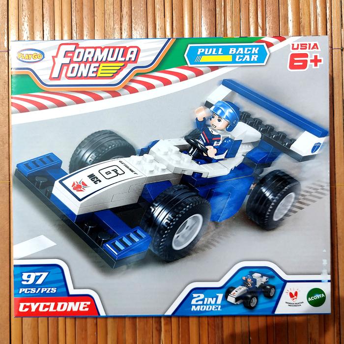 Jual PLAYGO FORMULA ONE F1 PULL BACK MAINAN LEGO ANAK BLOCK