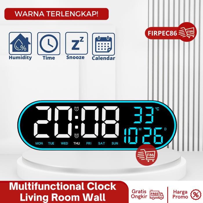 Gambar Jam Dinding DIgital Besar Led Minimalis Tanggal Suhu Alarm Timer Remot - PUTIH BIRU dari FIRPEC86 undefined Tokopedia
