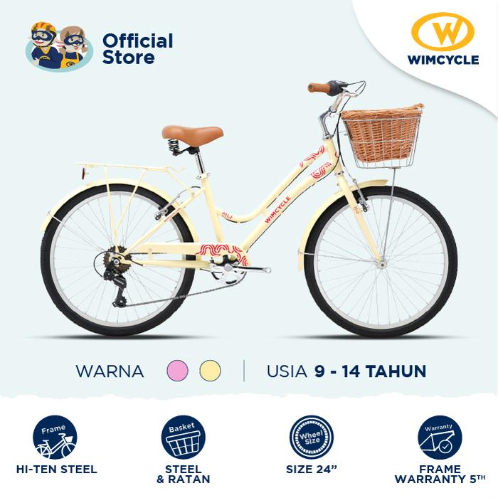 Gambar Sepeda Wanita Anak Keranjang CTB Wimcycle Seona 24″ | City Bike Junior - Cream dari Wimcycle_NEW undefined Tokopedia