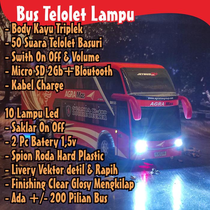 Gambar Miniatur Bus AGRA MAS Double Decker SCANIA - TELOLET LAMPU dari indobus collection undefined Tokopedia
