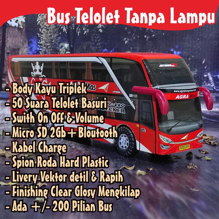 Gambar Miniatur Bus AGRA MAS Double Decker - TELOLET dari indobus collection undefined Tokopedia