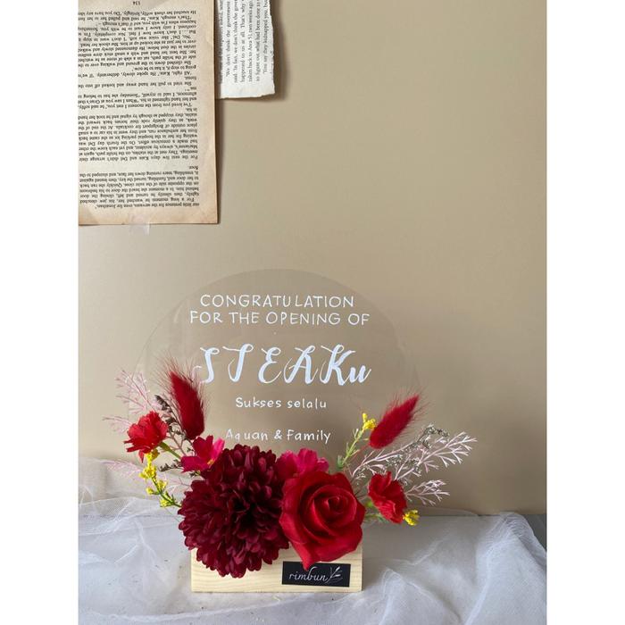 Gambar Sakura 17 cm | Artificial in Acrylic Round - Dried Flowers Bunga Kering - Merah, Lampu + Petals dari Rimbun Flowers undefined Tokopedia