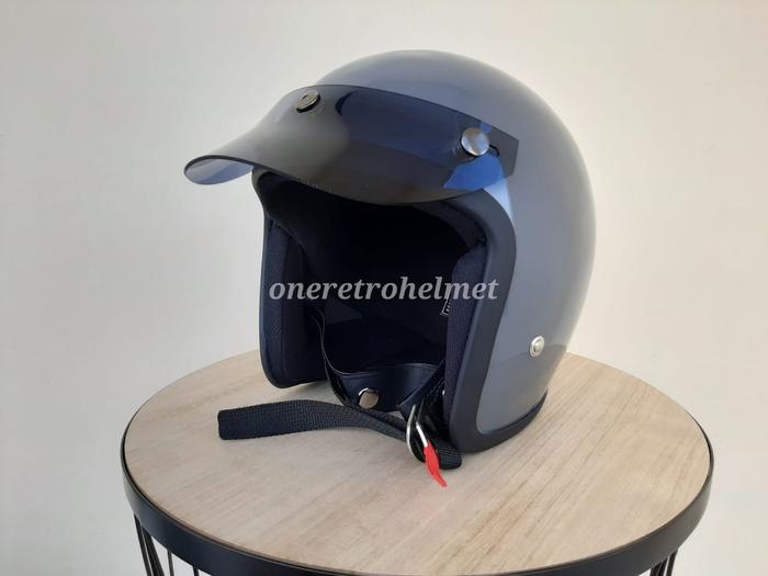 Gambar Helm slim head tx 500 grey glossy - helm slim head custom retro - Abu+pet, L dari Oneretrohelmet24 undefined Tokopedia
