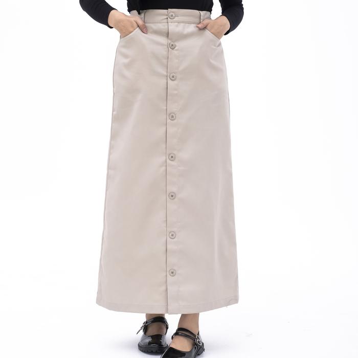 Gambar FINCLO - Button Skirt | Rok Span Model H Line Kancing Depan - creme, S dari FINCLO Official Store undefined Tokopedia