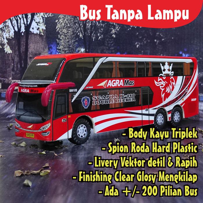 Gambar Miniatur Bus Bis Agra Mas Scania Double Deck Lampu dari indobus collection undefined 5 Tokopedia
