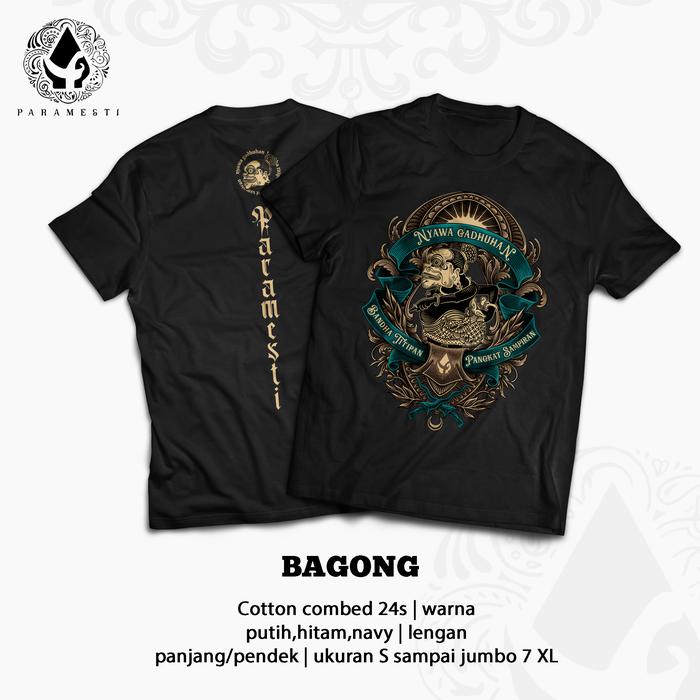 Gambar Paramesti Tshirts Kaos Jawa Bagong Budaya Wayang Pria Distro Plastisol - Hitam, M LenganPanjang dari Paramesti Java Culture undefined Tokopedia