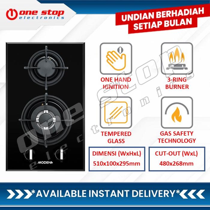 Gambar Modena BH 1325 CRISTA Kompor Gas Tanam 30cm 2 tungku - BH 1325 dari OneStop Electronics undefined Tokopedia