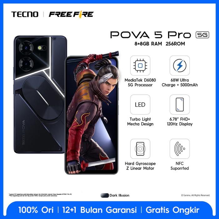 Gambar Tecno Pova 5 Pro 5G 8/256gb Garansi Resmi - Hitam dari Mingci Store undefined Tokopedia