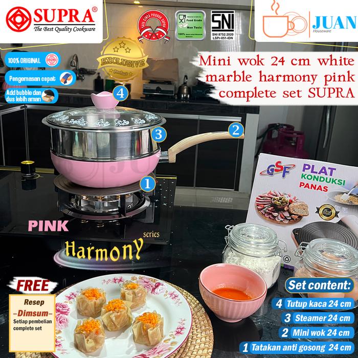 Gambar Panci set 4pcs harmony pan complete set white marble SUPRA - PINK dari JuanHouseware undefined Tokopedia
