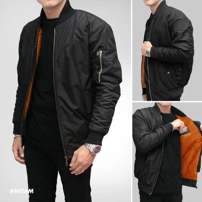 Gambar jaket pria bomber tebal terbaru - Hitam, M dari K.L.A Fashion undefined Tokopedia