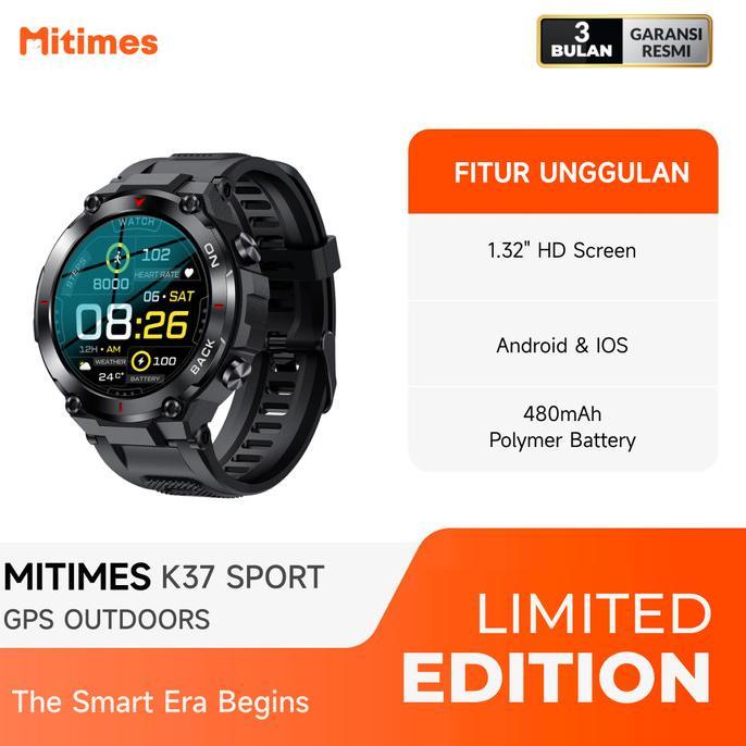 Gambar Mitimes K37 Sport Smart Watch 1.32 Inch GPS Outdoors - Black dari NumsGaming undefined Tokopedia