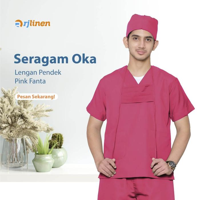 Gambar Setelan OKA Lengan Pendek/Baju Perawat Pendek/Baju OKA/Seragam OK - Pink Fanta, S dari Rumahjahitid undefined Tokopedia