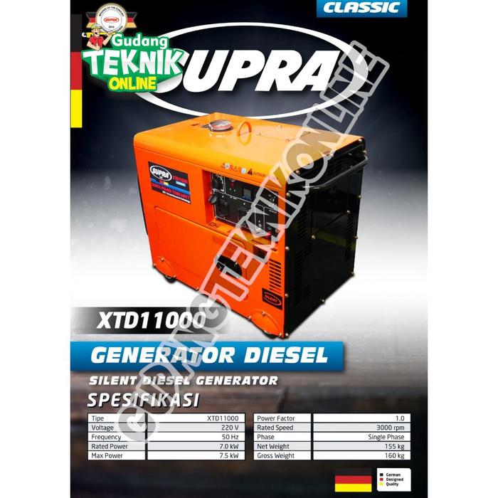 Gambar New Genset Silent DIESEL 7000W SUPRA XTD-11000 / Power Generator SOLAR dari sanum mekanik undefined Tokopedia