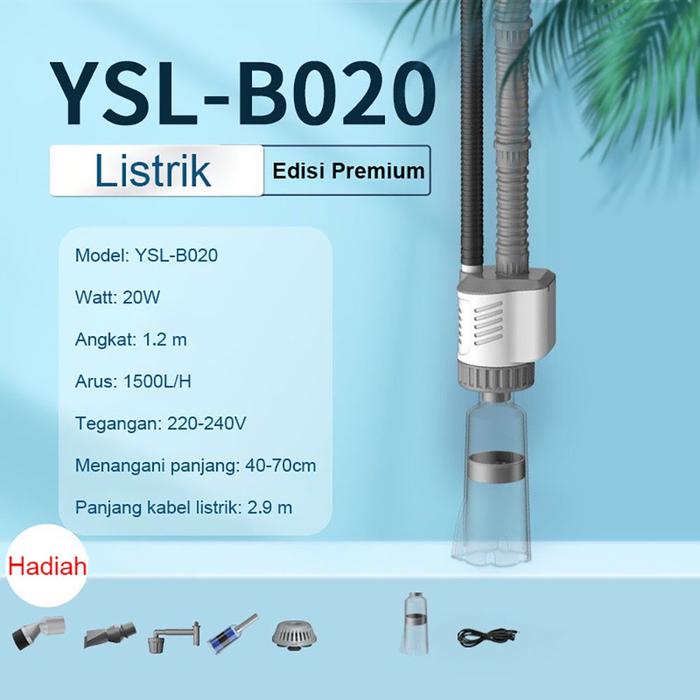 Gambar Vacuum Aquarium Listrik YEE Vacuum Kolam Ikan Siphon Gravel Cleaner - 20W (1500L/H) dari Natureaquarist undefined Tokopedia