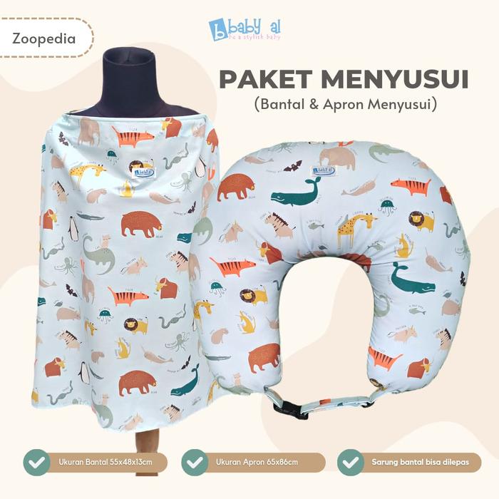 Gambar Paket Bantal Menyusui FREE Apron - Little Kiky Motif Dino - Zoopedia dari Aurel Babyshop undefined Tokopedia