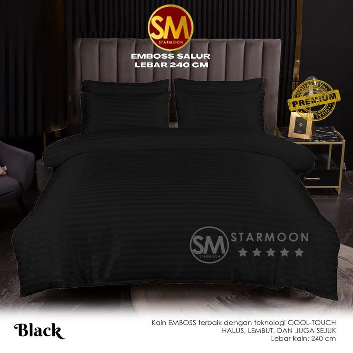 Gambar kain bahan emboss polos meteran lebar 240 - 250 cm warna lengkap murah - EMBOS HITAM, 1 METER dari Royal Rose Sprei undefined Tokopedia