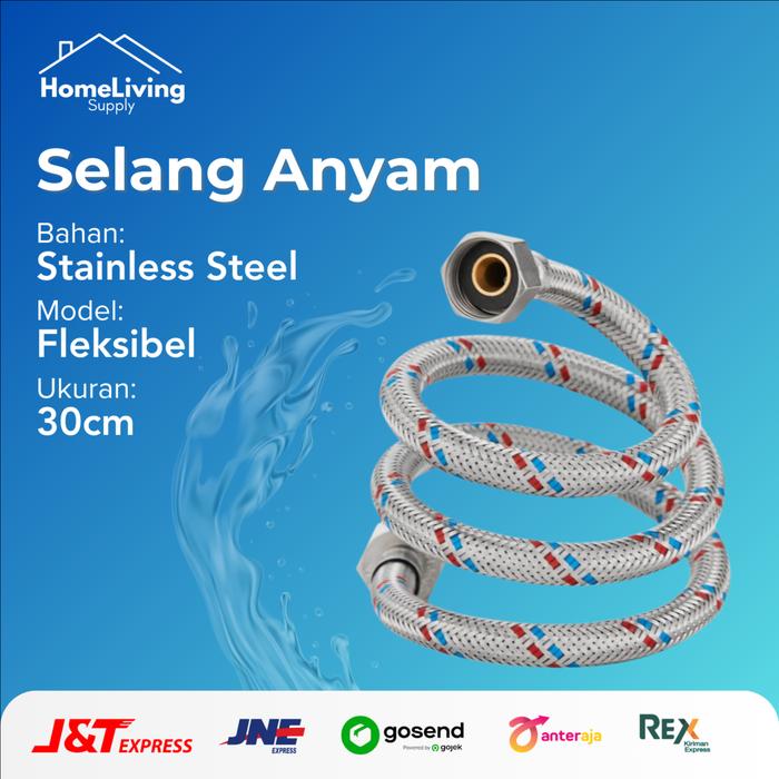 Gambar Fleksibel anyam 30-100cm stainless Murah & BAIK/ selang air wastafel - 30cm dari HOMELIVING SUPPLY undefined Tokopedia