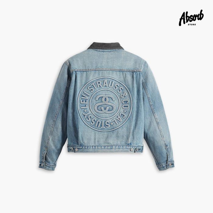 Jual Stussy x Levis Embossed Praglad Trucker Jacket (Indigo/Blue