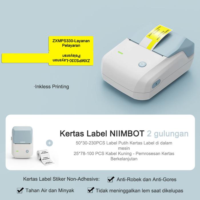 Gambar NIIMBOT B1 Label Printer Barcode Kode QR Stiker Produsen Warna Kabel - B1 biru+Set C dari Niimbot Official Shop undefined Tokopedia