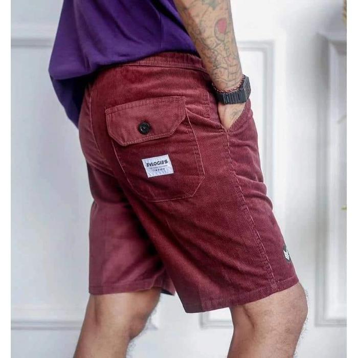 Gambar celana pendek pria corduroy-Short Pants Corduroy - Maron, M dari SelowFashion undefined Tokopedia
