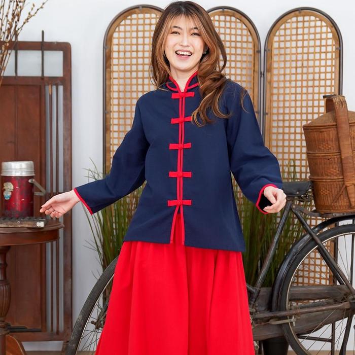 Gambar Beatrice Clothing Yuan Blouse - Blouse Cheongsam Lengan Panjang Wanita - S Navy dari kayzu official undefined Tokopedia