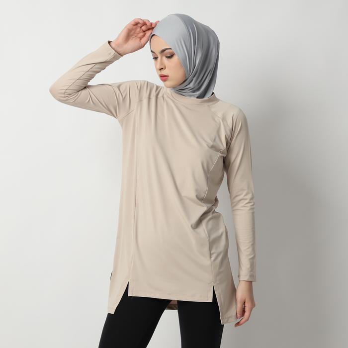 Gambar HIA EveryWear Devonee Long Top Atasan Wanita Hacktive Fabric Almond - M fit to L dari HIA EveryWear undefined Tokopedia