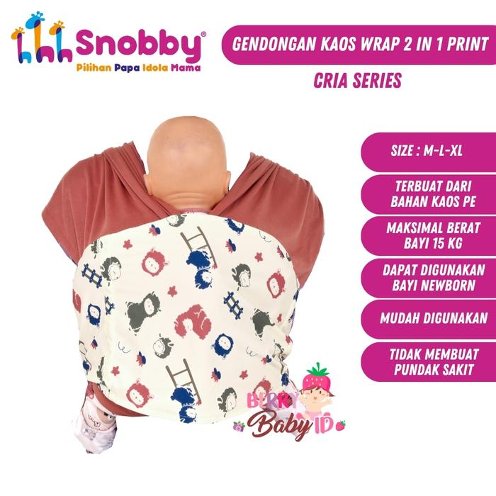 Gambar Snobby Gendongan Kaos Baby Wrap 2in1 Gendongan Bayi Posisi M-Shape - Cria Red, Size L dari Berry Baby Kota Bandung Tokopedia