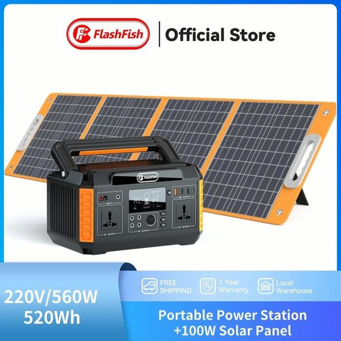 Gambar Ready - (560W Portable Power Station+100wp Solar Panel) FlashFish - P60+TSP100W dari PT Gema Nusantara undefined Tokopedia