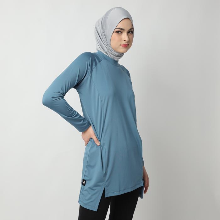 Gambar HIA EveryWear Devonee Long Top Atasan Wanita HacktiveFabric Blue Stone - M fit to L dari HIA EveryWear Kota Bandung Tokopedia