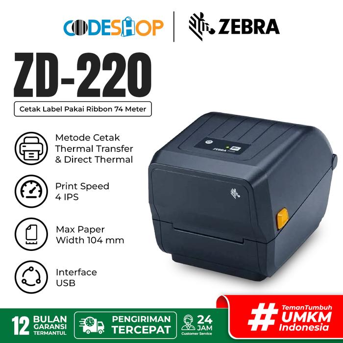 Gambar Printer Thermal Transfer Zebra ZD220T Cetak Resi Label Harga Toko dari Codeshop Indonesia undefined Tokopedia