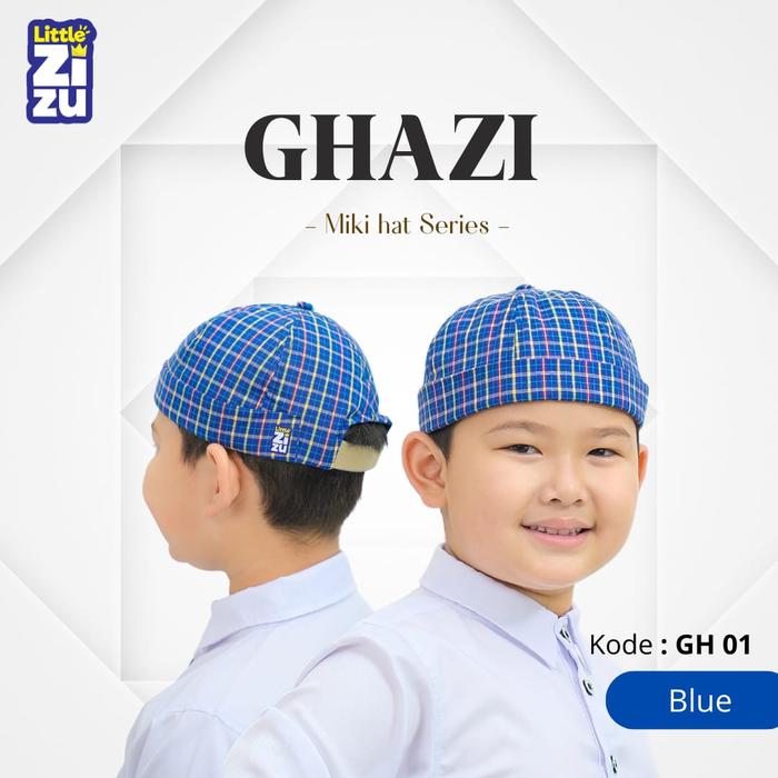 Gambar Ghazi Mikihat Series Peci Anak Motif Kotak-Kotak by Little Zizu - GH01 Blue dari Little Zizu undefined Tokopedia