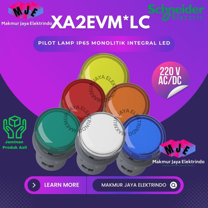 Gambar Pilot Lamp LED Schneider 22mm 220Volt AC LED IP65 ORI SNI XA2EVM*LC - Putih dari Makmur Jaya Elektrindo undefined Tokopedia