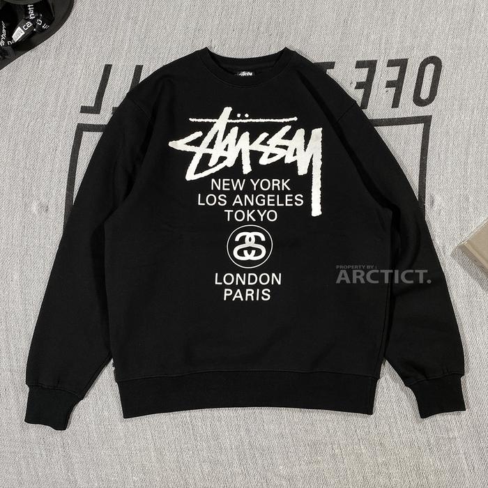 Black Stussy Crew Neck STUSSY WORLD TOUR CREWNECK BLACK Black Stussy Crew Neck STUSSY WORLD TOUR CREWNECK BLACK