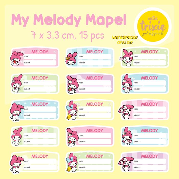 Jual Sticker Label Buku Mata Pelajaran Mapel My Melody - Jakarta Barat ...