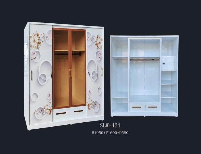 Gambar Lemari Pakaian Besi Slide 4 Pintu LED Light Tinted Glass Marble - slw424 dari Cipta Perabot undefined Tokopedia