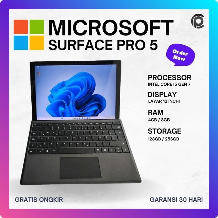 Gambar Microsoft surface pro 5 Core i5 generasi 7 Ram 8/256 2in1 dari POWER COMPUTERINDO OFFICIAL undefined Tokopedia