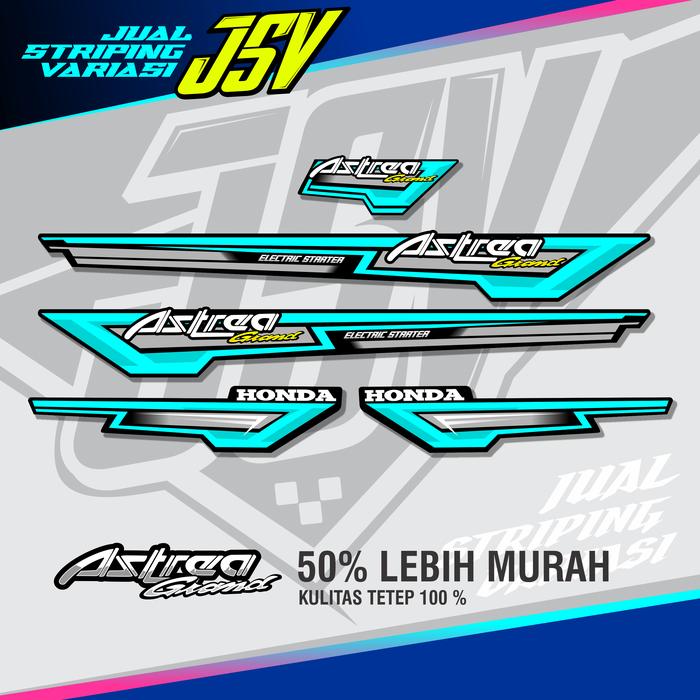 Gambar Stiker Honda Astrea GRAND HIBRIDE Variasi Striping Motor Lis Prima - Cyan dari jual decal undefined Tokopedia