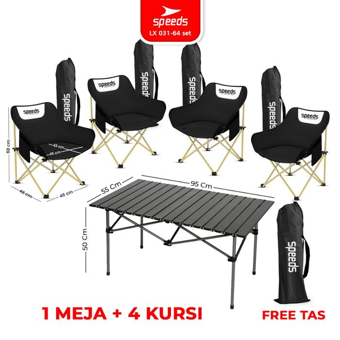 Gambar SPEEDS Set Meja Kursi Lipat Camping Foldable Alam Portable 031-34 - 64-4K HTM+MJA-H dari Calary Toys undefined Tokopedia