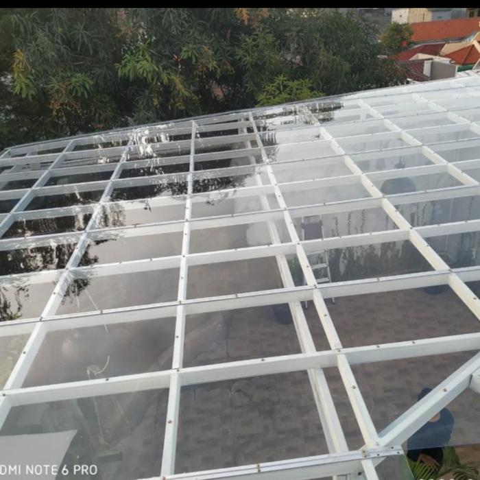 Gambar kanopi trasparan rangka besi holow galvanis atap solarflat 1,2mm - clear dari Abadi jaya truss_NEW undefined Tokopedia