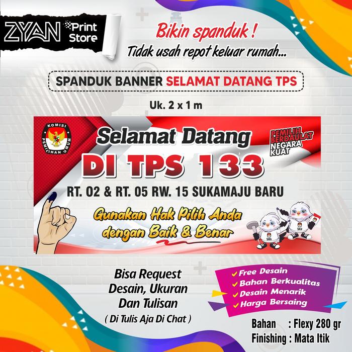 Gambar SPANDUK BANNER NAMA TPS PEMILU - 200x100 dari ZYAN PRINTSTORE undefined Tokopedia