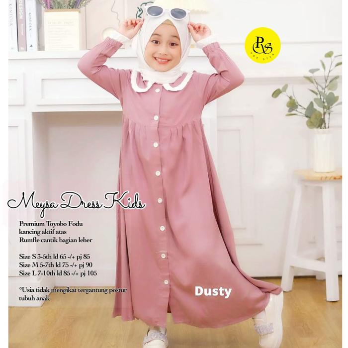 Gambar AZALIA / MEYSA GAMIS ANAK BAHAN PREMIUM AIRFLOW & TOYOBO FODU - Meysa - Dusty, L dari LITTLE-MISS undefined Tokopedia