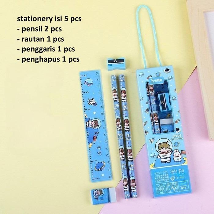 Gambar Stationery Set 5 in 1 Paket Alat Tulis Pensil Anak Sekolah Isi 5 Pcs - ASTRONOT dari Mynoona Toona undefined Tokopedia