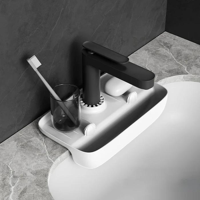 Gambar Rak Wastafel Dapur - Tempat Sabun / Sponge Cuci Piring / Anti Cipratan - Putih dari Supermall Nusantara undefined Tokopedia