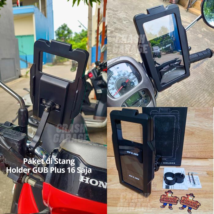 Gambar GUB Plus 16 Waterproof Anti Tahan Air Holder HP Motor Dudukan Handphon - GUB Plus 16, Hitam dari Crash Garage undefined Tokopedia