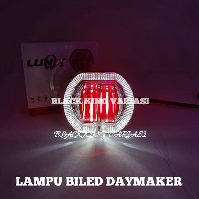 Gambar Lampu Biled Daymaker 2 Lensa Led 2,5 inch Lampu Tembak Biled Projie - Merah Ring Ptih, Putih Putih dari Black_King_Variasi undefined Tokopedia